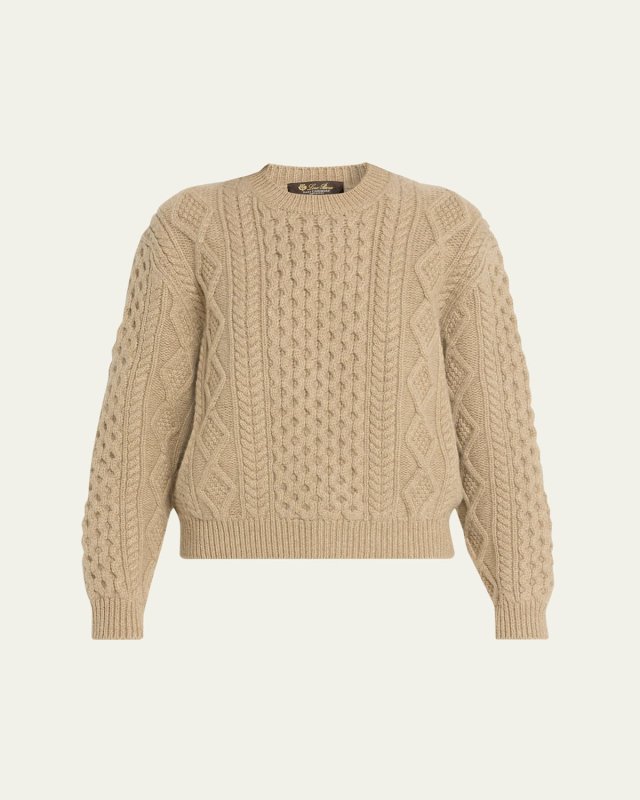 Eyre Cashmere Fisherman Knit Crewneck Sweater